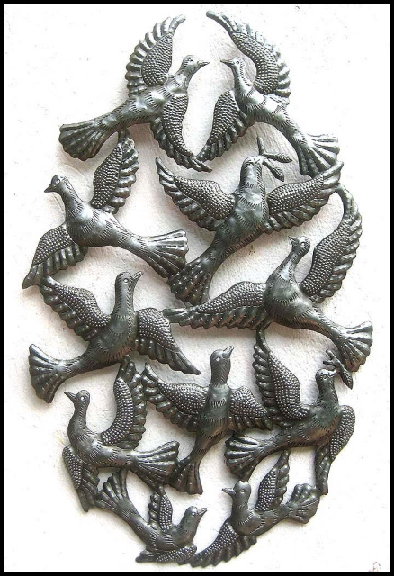 Handcrafted Metal Wall Hanging, Metal Wall Art, Metal Wall Decor, Metal Birds, Haitian Metal Art, Wa